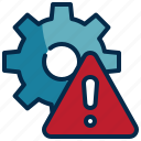 cog, gear, setting, process, caution, warning, exclamation