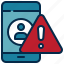 mobile, user, personal, warning, exclamation, caution 