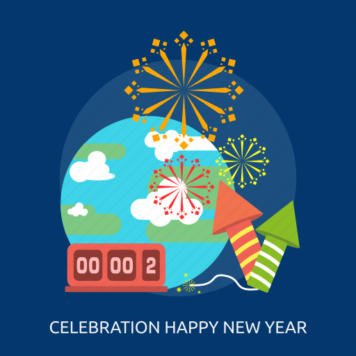 Celebration, earth, fireworks, happy new year, time icon - Download on Iconfinder