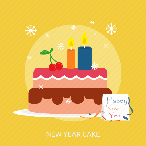 Candle, happy new year, new year cake, party, snow, winter icon - Download on Iconfinder