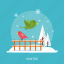 birds, cold, fence, ice, snow, tree, winter 