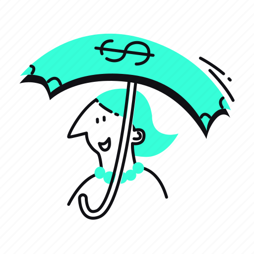 Umbrella, money, finance, cash, payment, rain, protection illustration - Download on Iconfinder