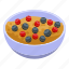berry, bowl, cartoon, cereal, flakes, food, isometric 