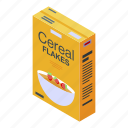 baby, business, cartoon, cereal, flakes, isometric, pack