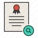 certificate, document, find, guarantee, locate, rules, search 