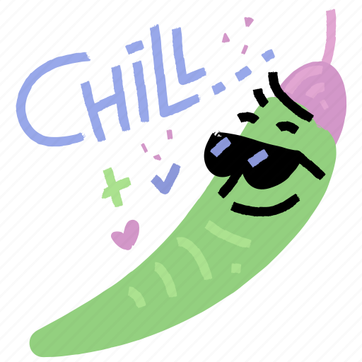 Food, gestures, chili, chill, pepper, sunglasses, cool sticker - Download on Iconfinder