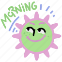 weather, gestures, morning, sun, sunny, sticker, character, sunrise 