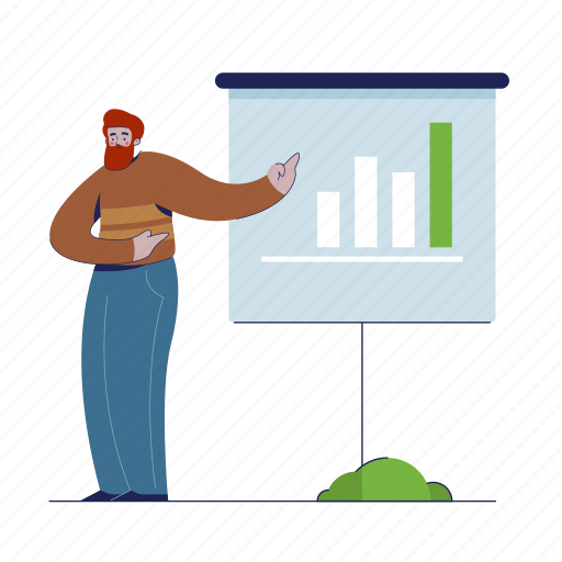 Business, man, boy, male, presentation, chart, analytics illustration - Download on Iconfinder