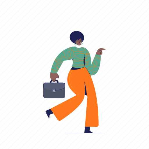 Character, builder, woman, girl, female, suitcase, business illustration - Download on Iconfinder