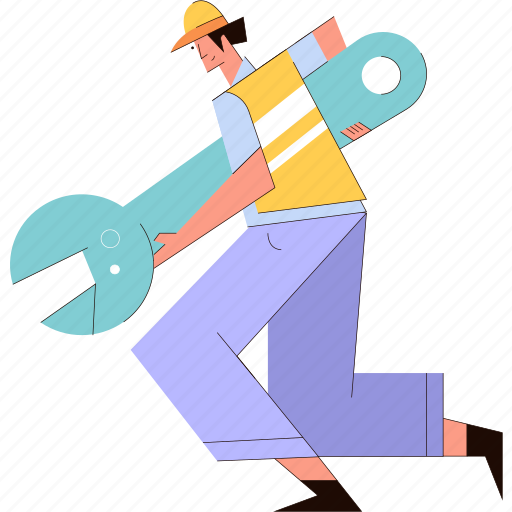 Man, wrench, repair, handyman illustration - Download on Iconfinder