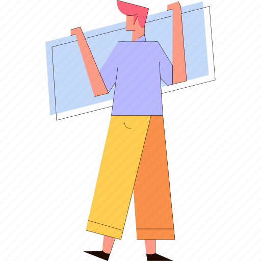 Man, hold, envelope, cardboard illustration - Download on Iconfinder