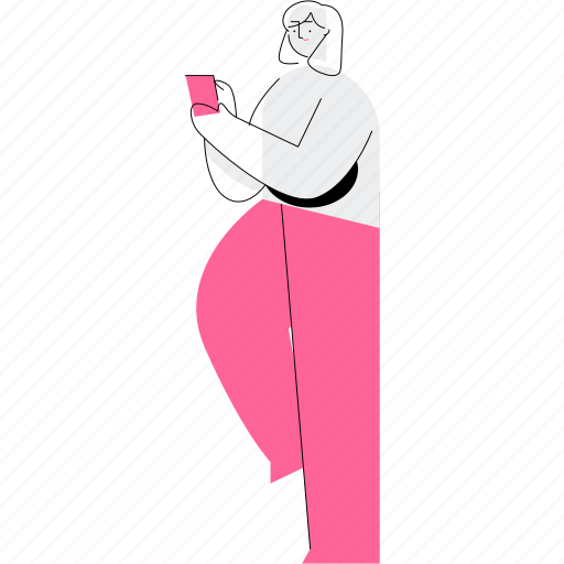 Smartphone, woman, female, person illustration - Download on Iconfinder