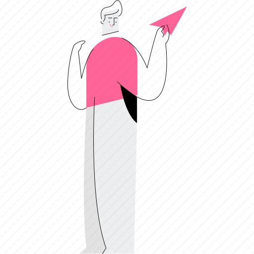 Paper, airplane, man illustration - Download on Iconfinder