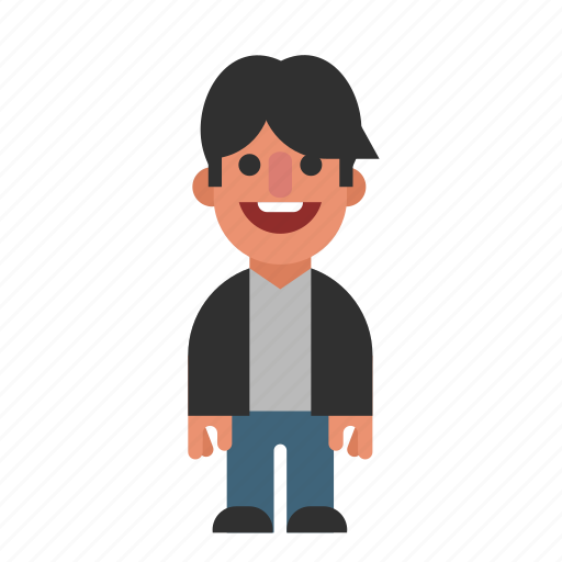 Dark, guy, haired, laughing, man, smiling, white icon - Download on Iconfinder