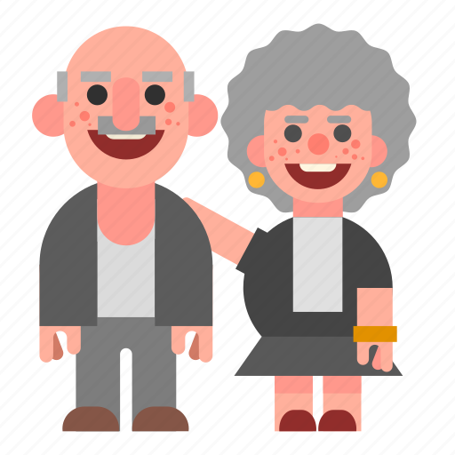 Couple, grandma, grandpa, grandparents, laughing, smiling, white icon - Download on Iconfinder