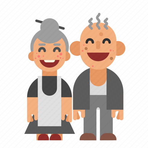 Asian, grandma, grandpa, grandparents, laughing, old, smiling icon - Download on Iconfinder