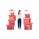 charity, boxes, donation, girl, standing
