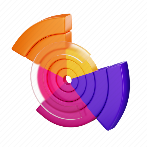 Sunburst, chart, 3d chart, statistics, diagram, business, sunburst chart 3D illustration - Download on Iconfinder