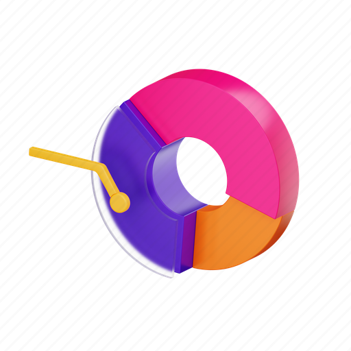 Donut, chart, donut chart, 3d chart, analytics, statistics, data 3D illustration - Download on Iconfinder