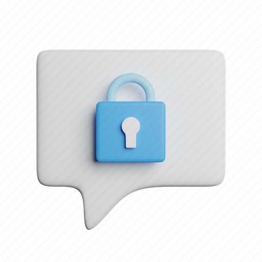 Privacy, chat, front, message, security, lock 3D illustration - Download on Iconfinder