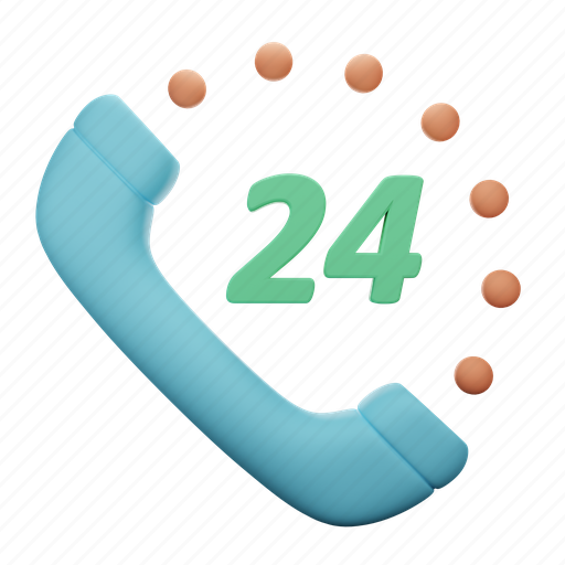 24 hour service, support, service, 24 hour support, call, help, customer-service 3D illustration - Download on Iconfinder
