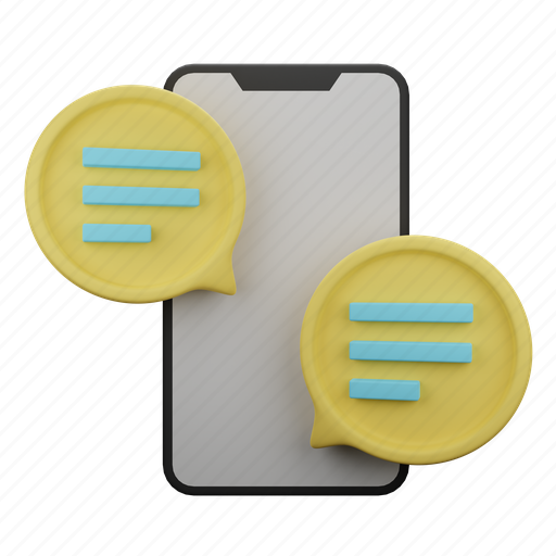 Mobile chat, mobile, chat, bubble, speech, talk, communication 3D illustration - Download on Iconfinder