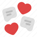 love, react, like, messages, chat
