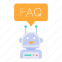 faq, frequently asked questions, info, help, speech bubble, robot, computer, communication, artificial intelligence