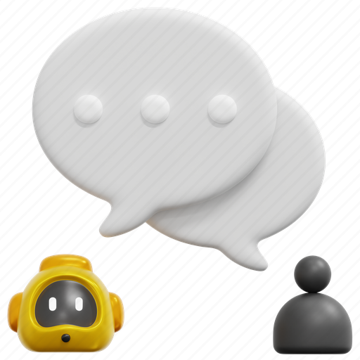 Conversation, chatbot, chat, bot, robot, user, communication 3D illustration - Download on Iconfinder