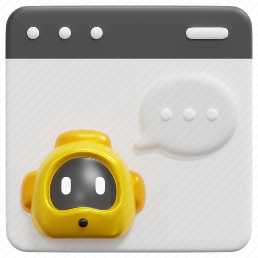 Web, bot, chatbot, chat, conversation, robot, website 3D illustration - Download on Iconfinder