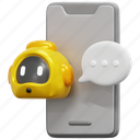 mobile, phone, chatbot, chat, bot, device, robot, 3d