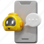 mobile, phone, chatbot, chat, bot, device, robot, 3d 