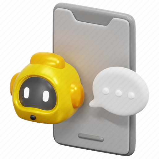 Mobile, phone, chatbot, chat, robot, bot, device 3D illustration - Download on Iconfinder