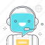 bubble, chat bot, cyborg, message, robot, support, virtual assistant 