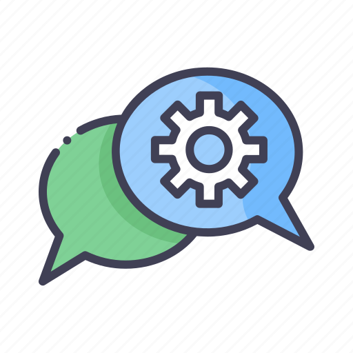 Chatting bubbles, engineering, gear, message icon - Download on Iconfinder