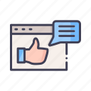 comment, feedback, interface, like, thumb up