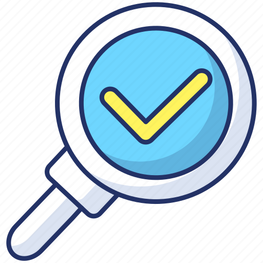 Checkmark, discovery, magnifying glass, search icon - Download on Iconfinder