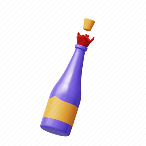 Bottle, wine, alcohol, glass, beer, champagne, beverage 3D illustration - Download on Iconfinder