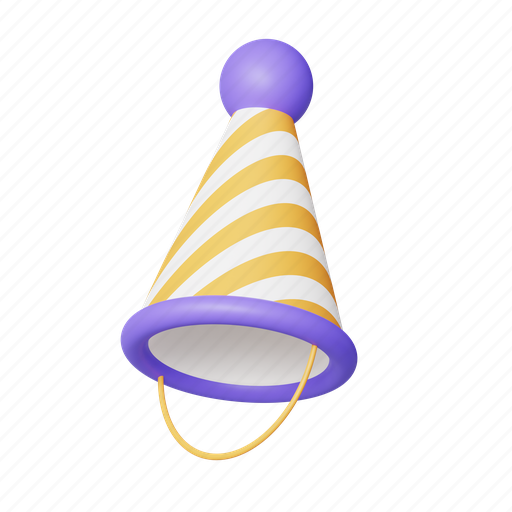 Hat, party, cone, colorful, birthday, celebration, cheerful 3D illustration - Download on Iconfinder