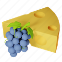 cheese, grapes, food, dairy, piece, snack, slice, milk 