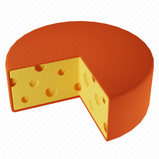Red, cheese, food, dairy, piece, snack, slice 3D illustration - Download on Iconfinder