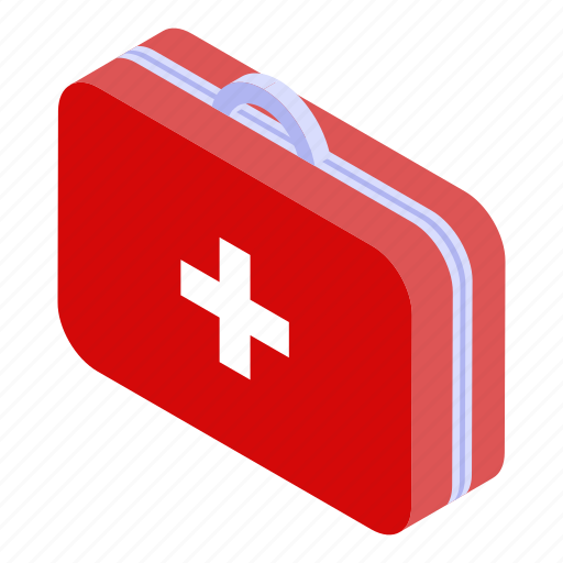 Aid, cartoon, first, isometric, kit, medical, red icon - Download on Iconfinder