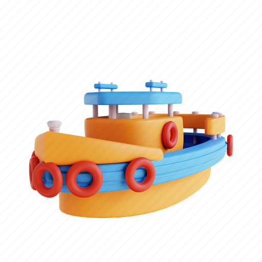 Illustration, toy, boat, child, travel, kid, ship 3D illustration - Download on Iconfinder