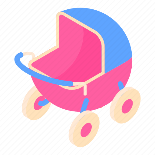 Baby, blue, cartoon, red, retro, stroller, toy icon - Download on Iconfinder