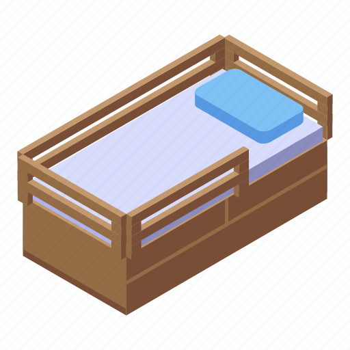 Baby, bed, cartoon, child, isometric, kid, wood icon - Download on Iconfinder