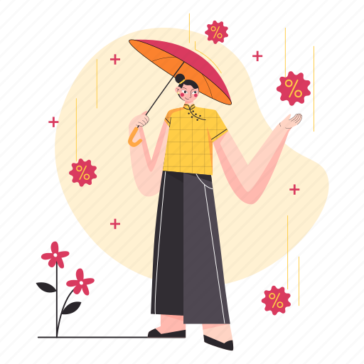 Rain, discount, chinese, celebration, traditional, culture, new year illustration - Download on Iconfinder