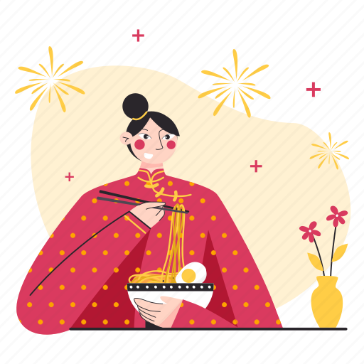 Ramen, noodle, chinese, celebration, traditional, culture, new year illustration - Download on Iconfinder