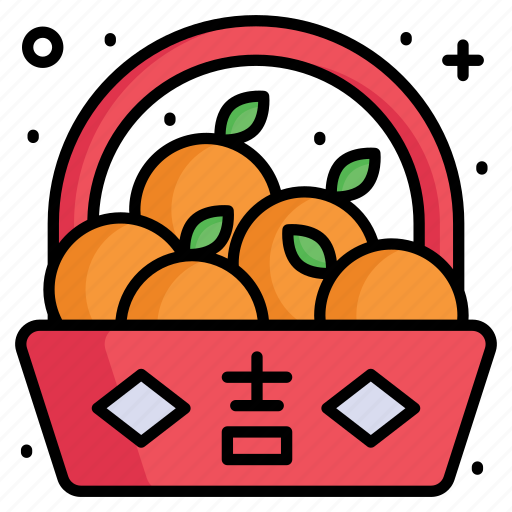 Tangerine, basket, traditional, vintage, chinese, new year, food icon - Download on Iconfinder