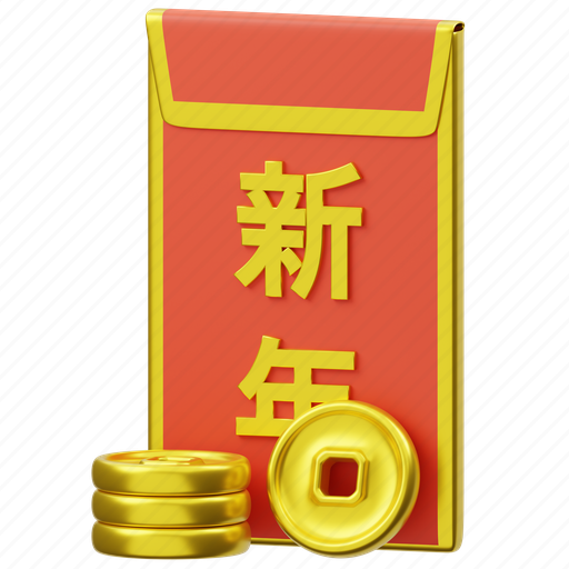 Angpao, chinese, tradition, asian, culture, imlek, lunar new year 3D illustration - Download on Iconfinder