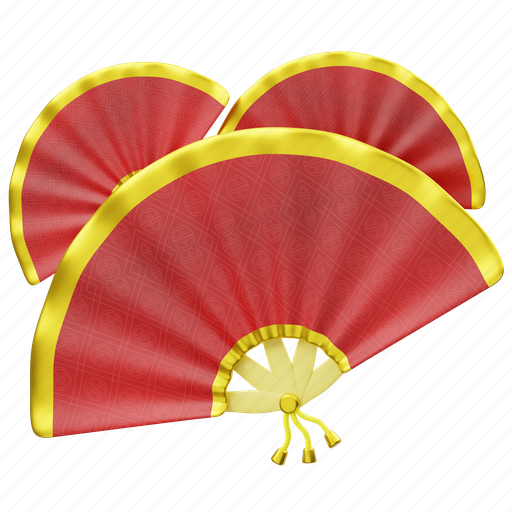 Chinese, fan, tradition, asian, culture, imlek, lunar new year 3D illustration - Download on Iconfinder